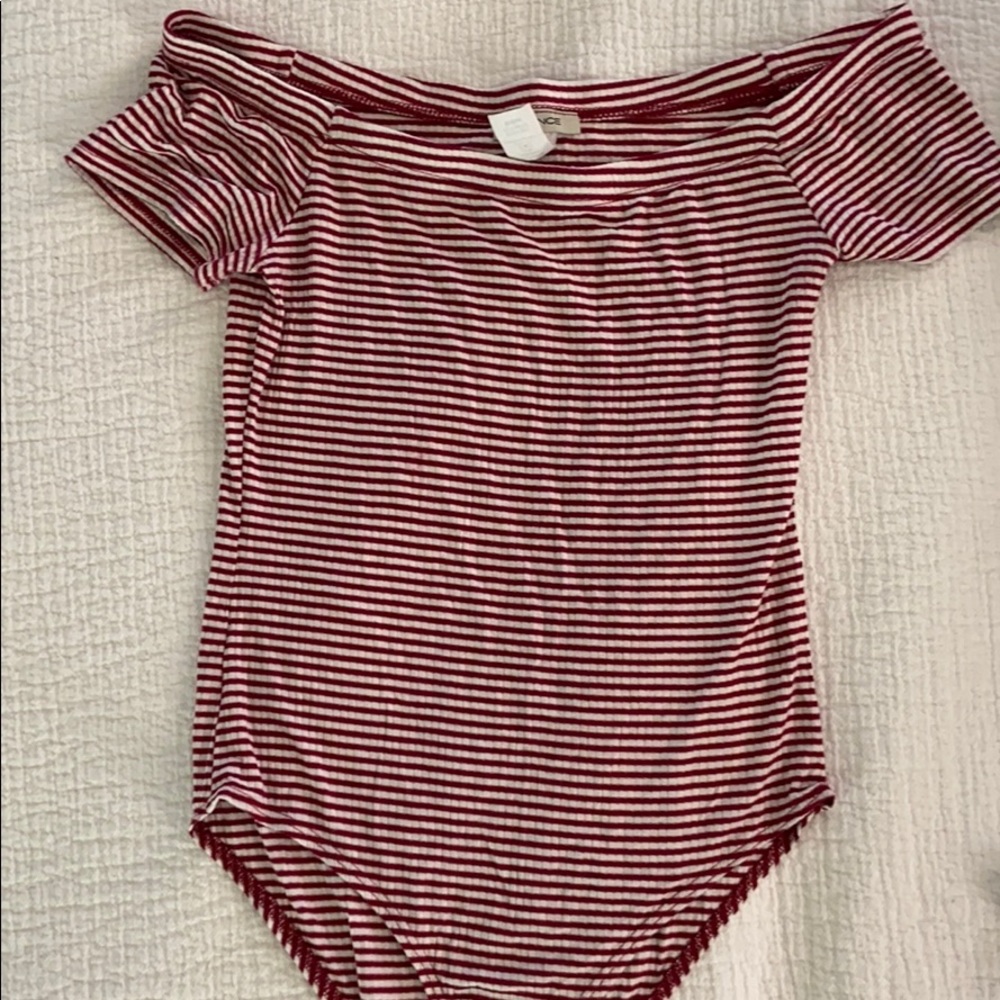 Red and white bodysuit